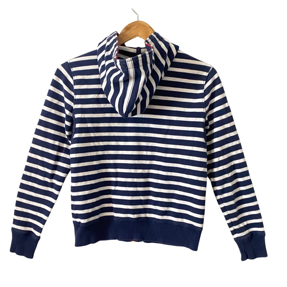 Vtg Lauren Jeans Co Ralph Lauren Nautical Navy Striped Crest Zip Up Hoodie Small - Picture 2 of 7